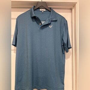 Peter Millar Patterned Blue Polo Shirt with Valhalla logo Dachshund Dog